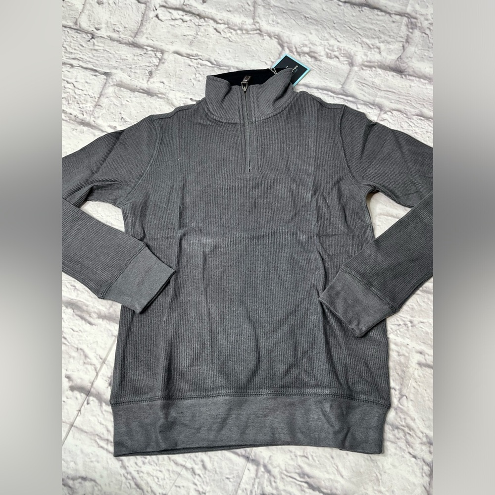 Tailorbyrd boys grey pullover quarter zip sweatshirt new size large 14-16